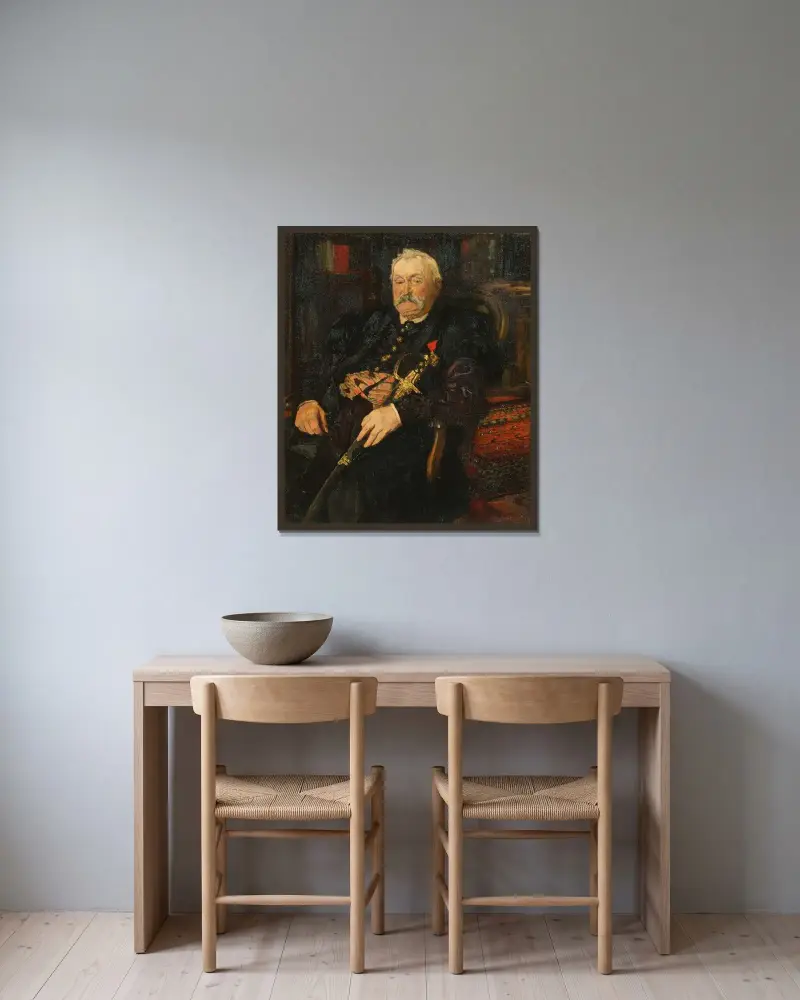Marschall Milkowski av Józef Mehoffer inramad på en vägg