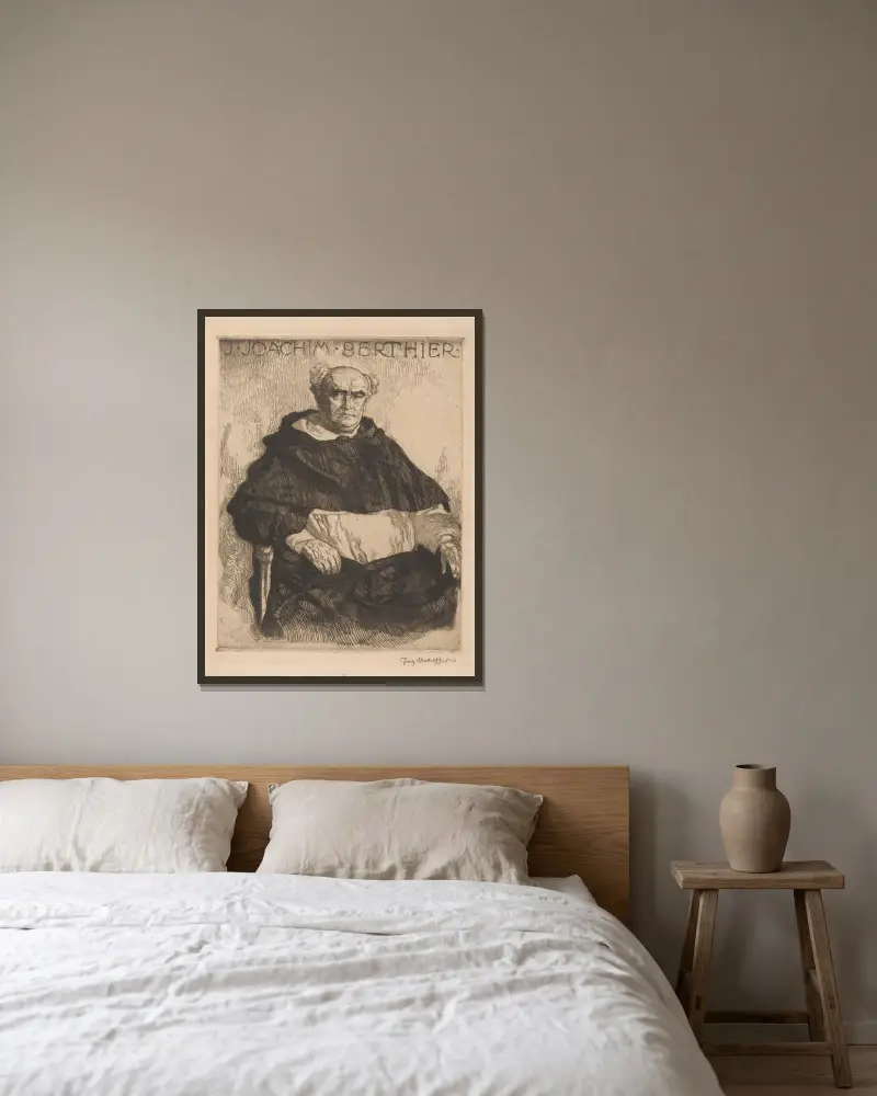 Portrait of J. Joachim Berthier’s father (I) av Józef Mehoffer inramad på en vägg