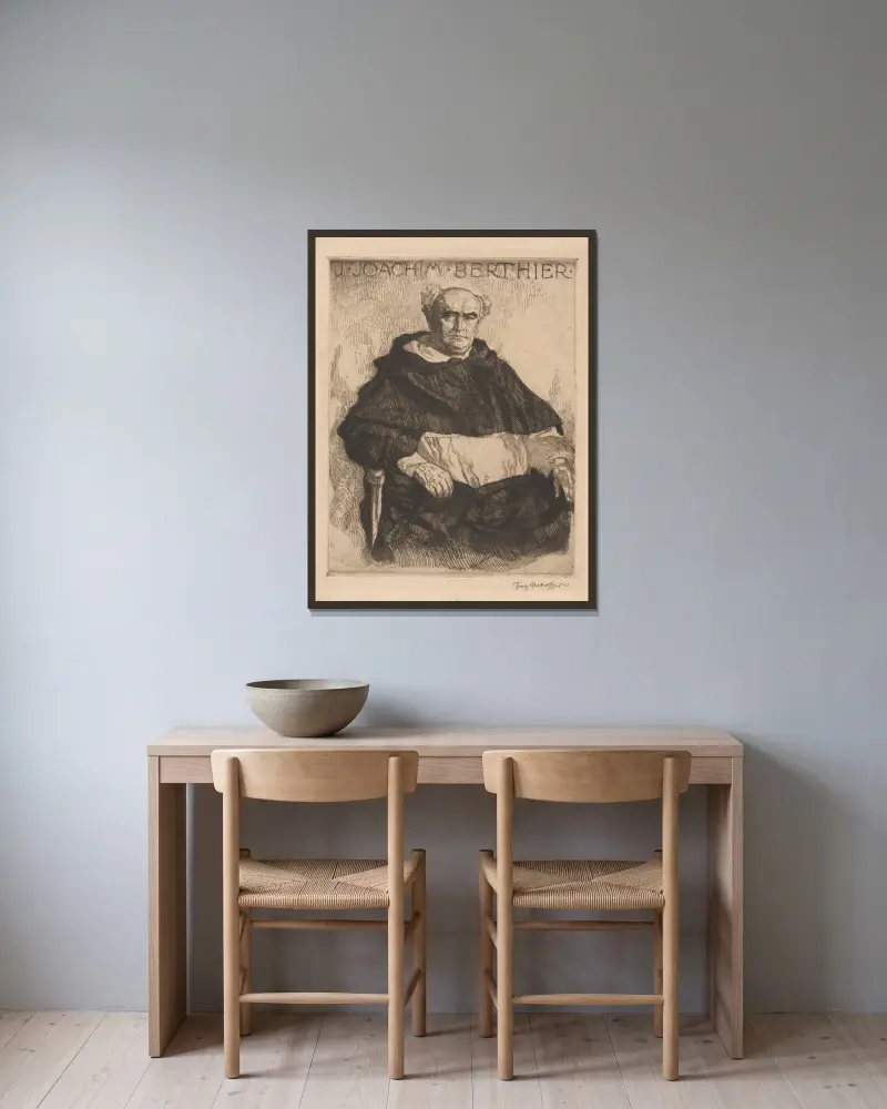 Portrait of J. Joachim Berthier’s father (I) av Józef Mehoffer inramad på en vägg
