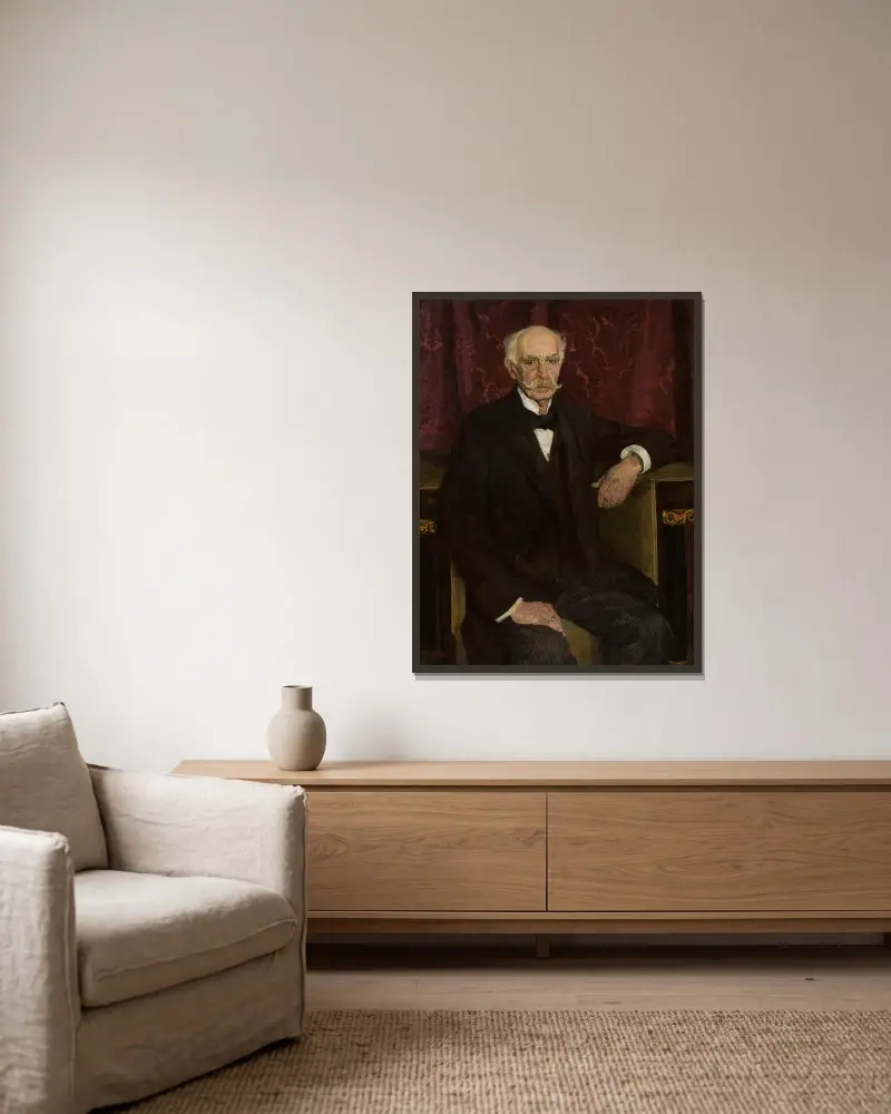 Portrait of Maksymilian Ehrenpreis av Józef Mehoffer inramad på en vägg