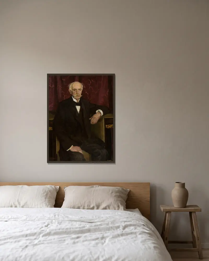 Portrait of Maksymilian Ehrenpreis av Józef Mehoffer inramad på en vägg