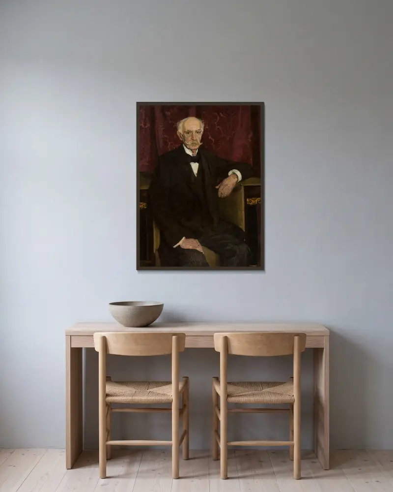 Portrait of Maksymilian Ehrenpreis av Józef Mehoffer inramad på en vägg