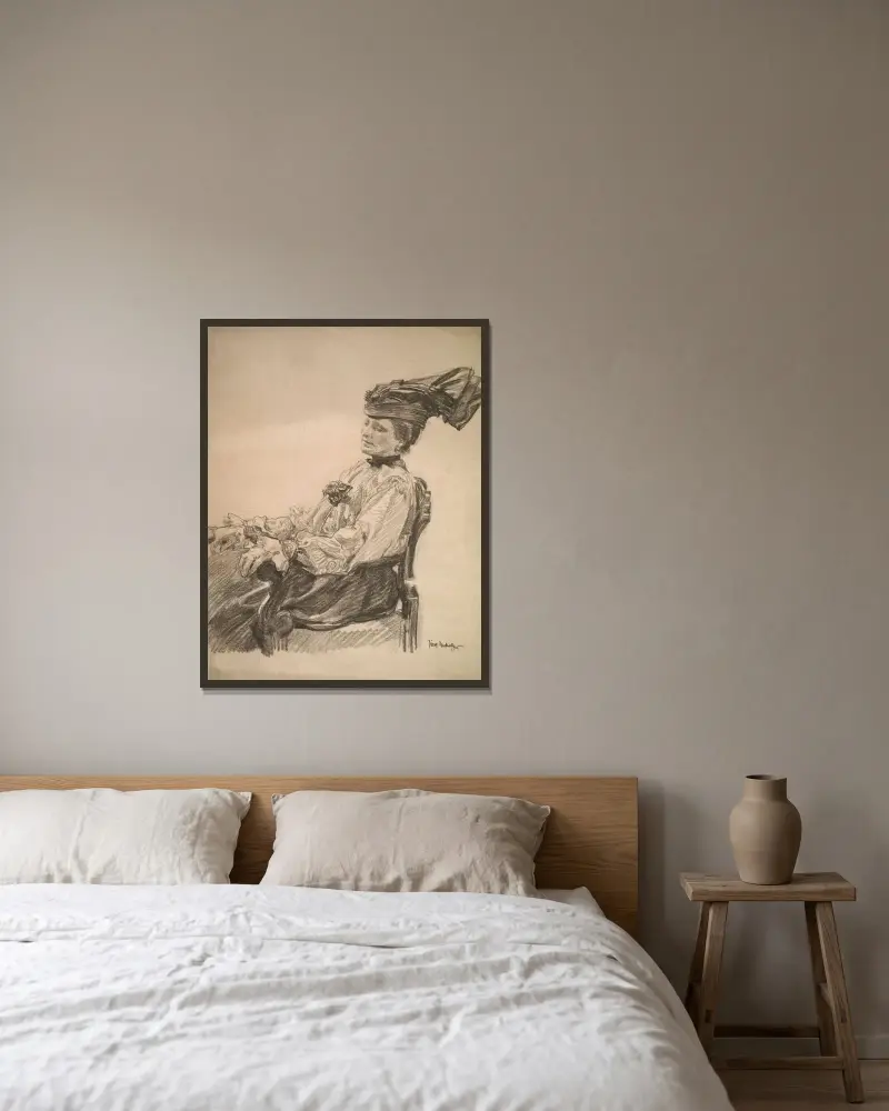 Portret żony artysty von Józef Mehoffer gerahmt an einer Wand