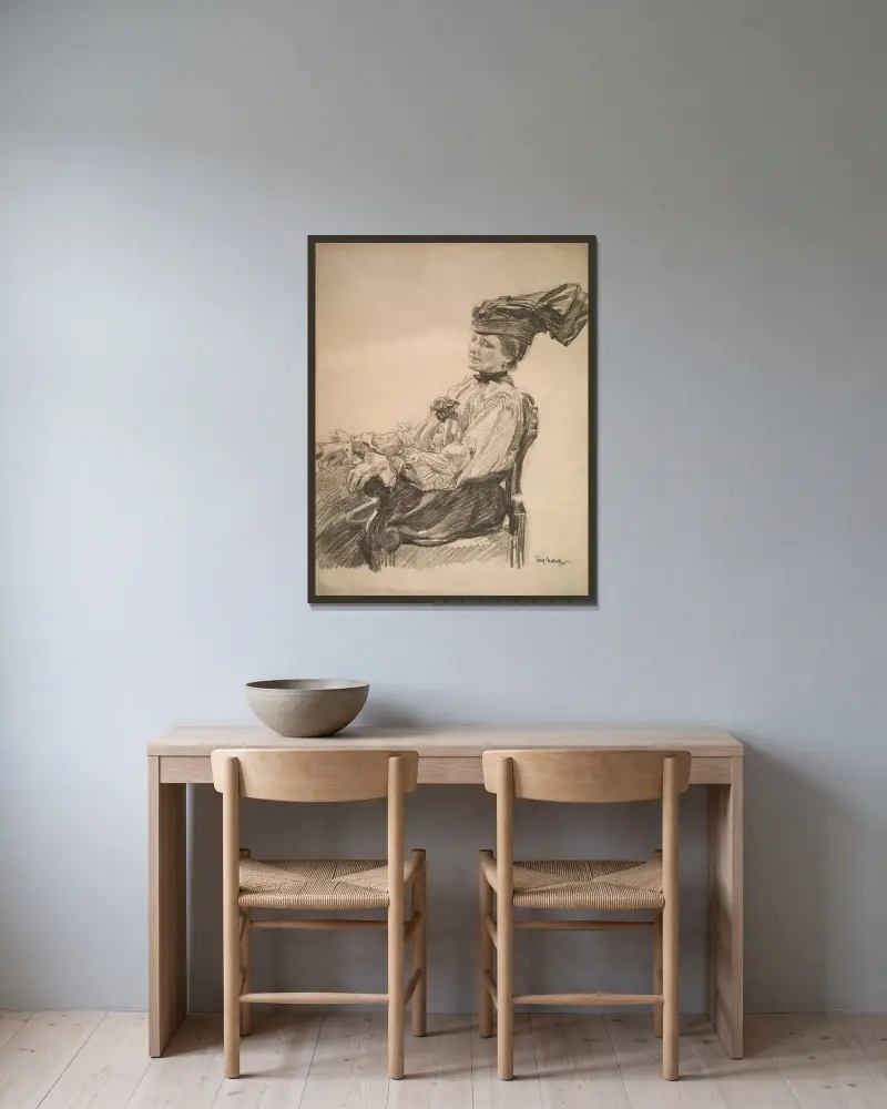 Portret żony artysty von Józef Mehoffer gerahmt an einer Wand