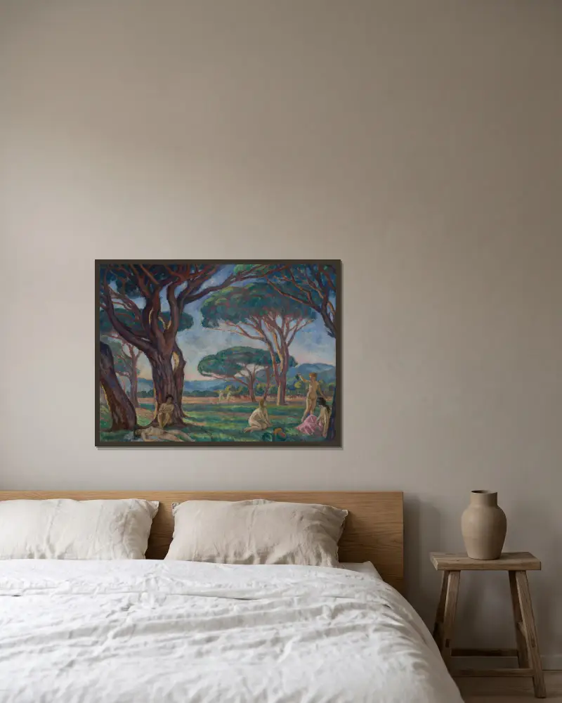 Landscape from Provence with Idyllic Scenes av Józef Pankiewicz inramad på en vägg
