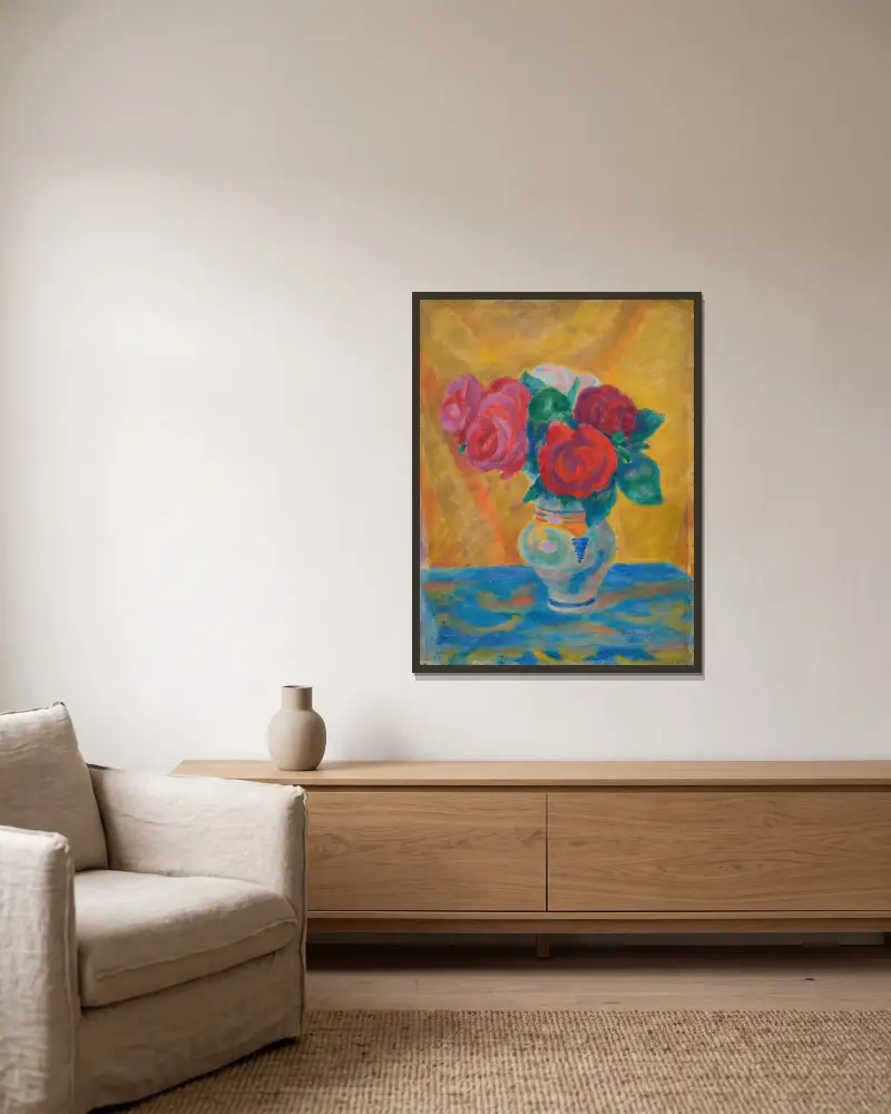 Rosen von Józef Pankiewicz gerahmt an einer Wand