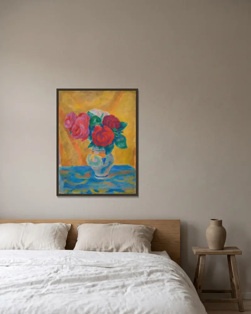Rosen von Józef Pankiewicz gerahmt an einer Wand