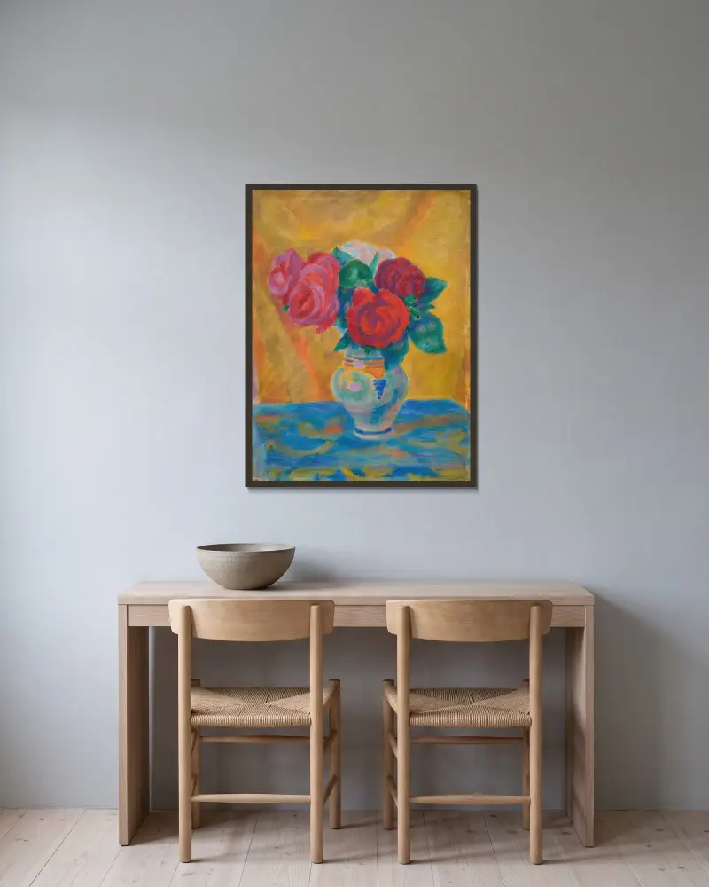 Rosen von Józef Pankiewicz gerahmt an einer Wand