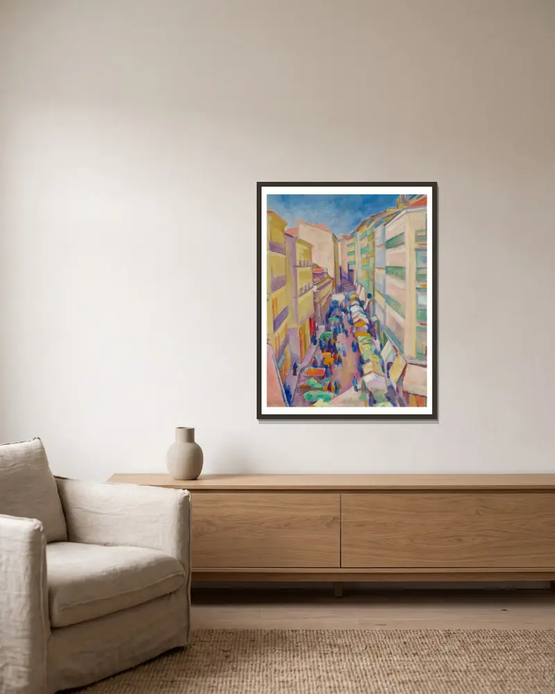 Straße in Madrid von Józef Pankiewicz gerahmt an einer Wand