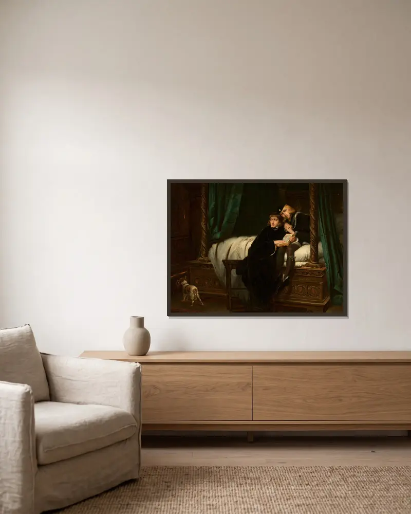 Children of King Edward (copy, after Paul Delaroche) av Józef Simmler inramad på en vägg