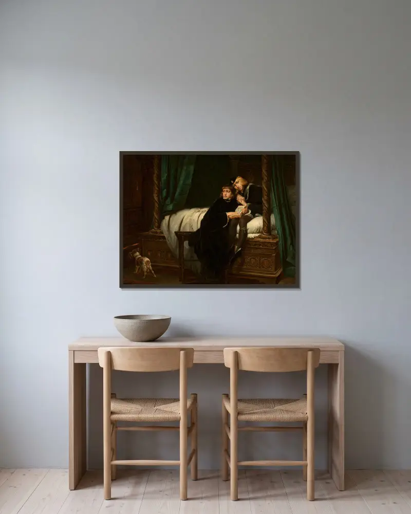 Children of King Edward (copy, after Paul Delaroche) av Józef Simmler inramad på en vägg