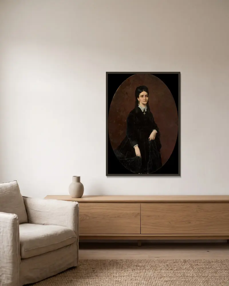 Portrait of a lady av Józef Simmler inramad på en vägg
