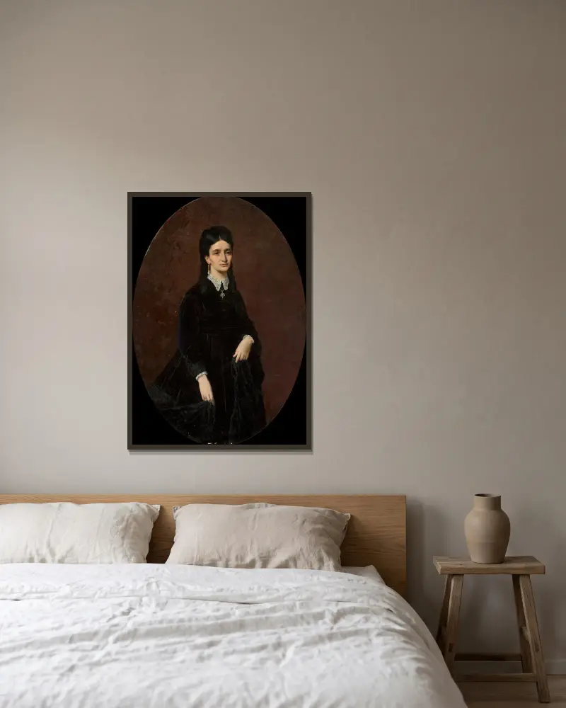 Portrait of a lady av Józef Simmler inramad på en vägg