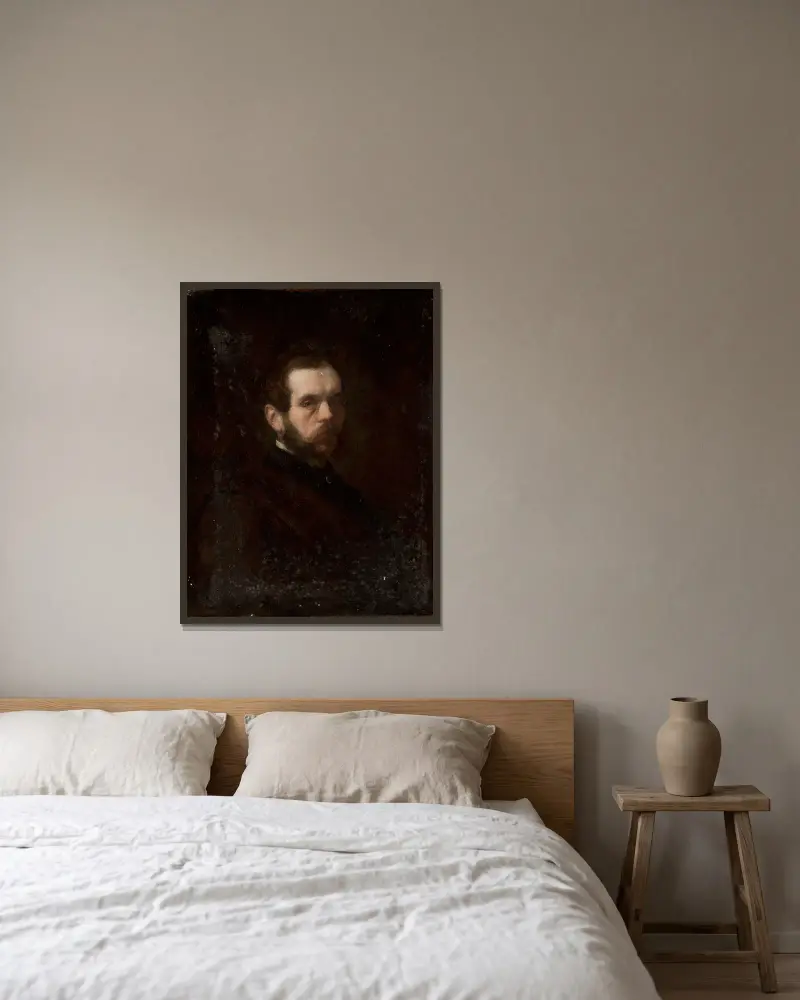 Portrait of a man av Józef Simmler inramad på en vägg