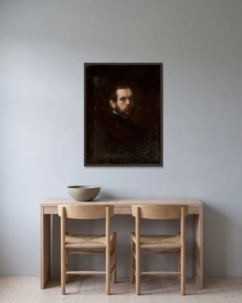 Portrait of a man av Józef Simmler inramad på en vägg
