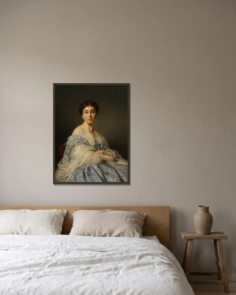 Portrait of Aleksandra Zatler, general’s wife av Józef Simmler inramad på en vägg