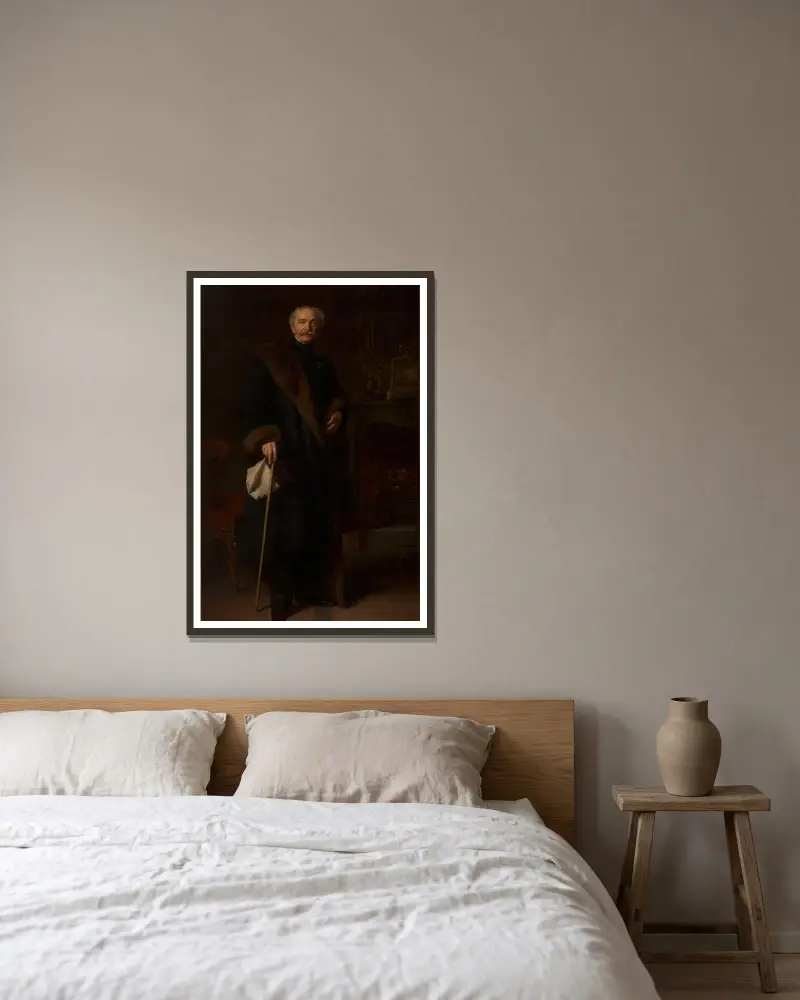 Portrait of colonel Konstanty Fiszer av Józef Simmler inramad på en vägg