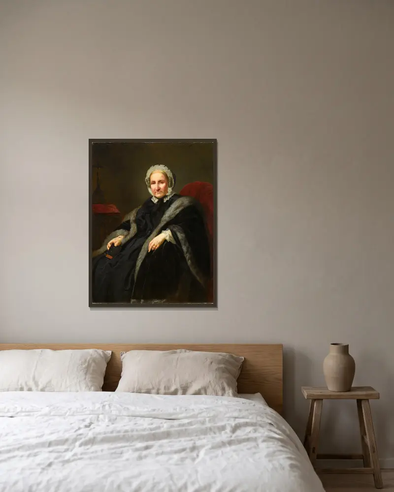Portrait of countess Róża Sobańska av Józef Simmler inramad på en vägg