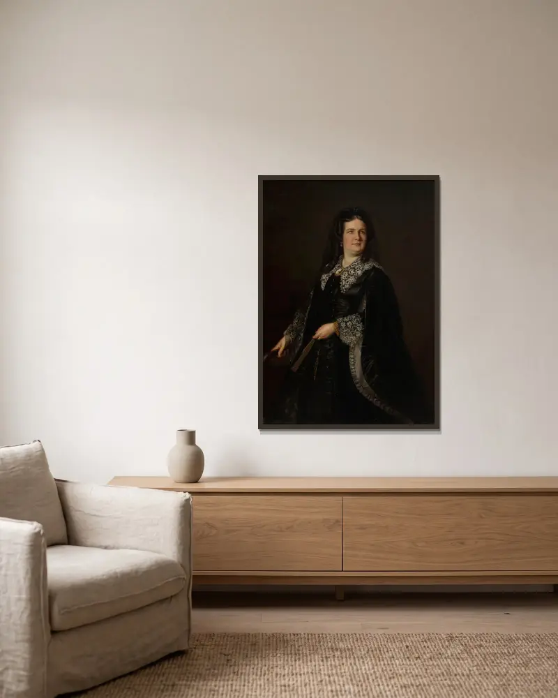 Portrait of Emilia Reszke av Józef Simmler inramad på en vägg