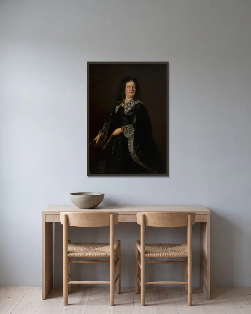 Portrait of Emilia Reszke av Józef Simmler inramad på en vägg