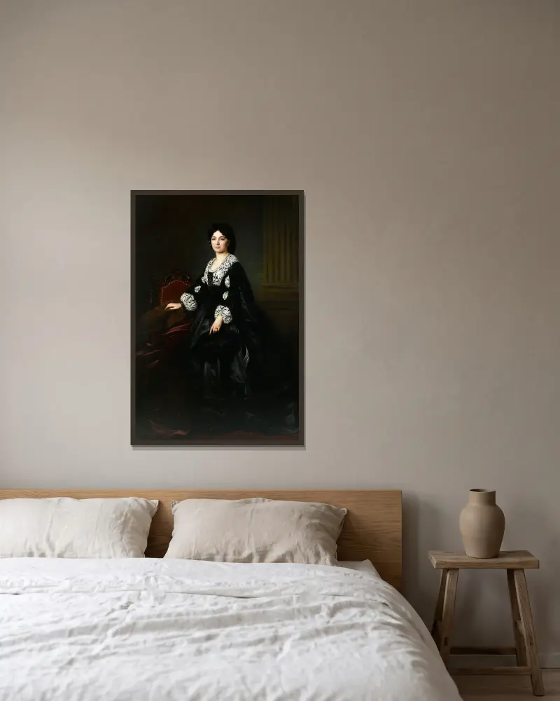Portrait of Julia Bock av Józef Simmler inramad på en vägg