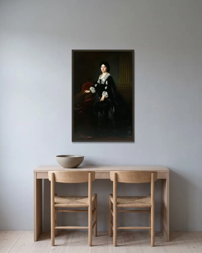Portrait of Julia Bock av Józef Simmler inramad på en vägg