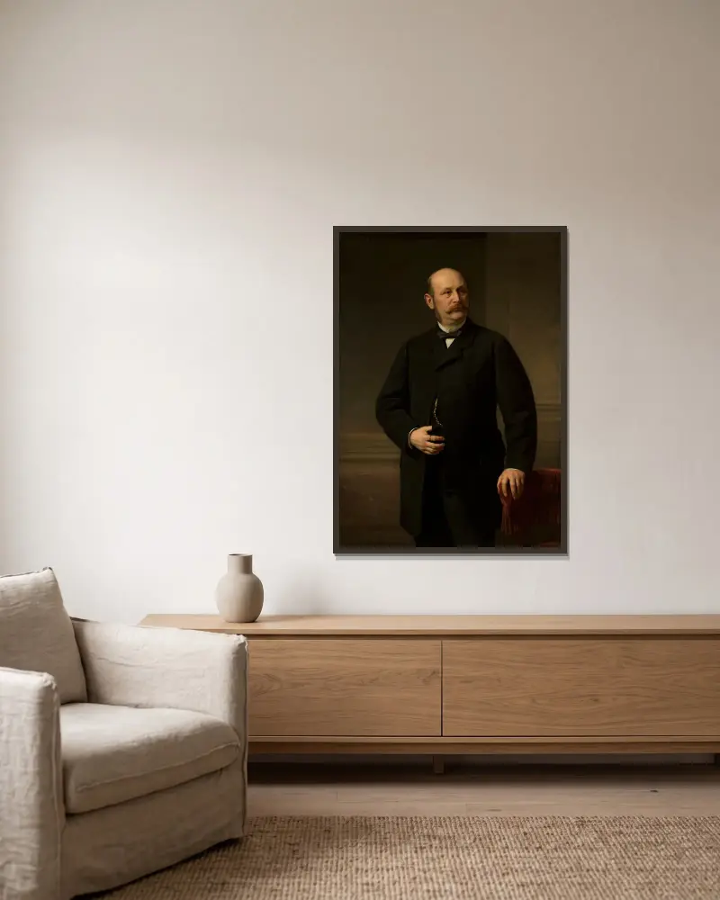 Portrait of Maurycy Brauman av Józef Simmler inramad på en vägg