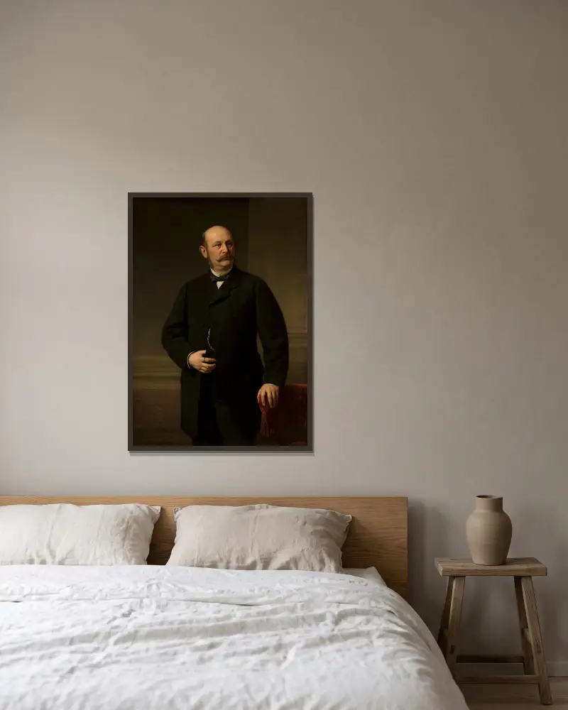 Portrait of Maurycy Brauman av Józef Simmler inramad på en vägg