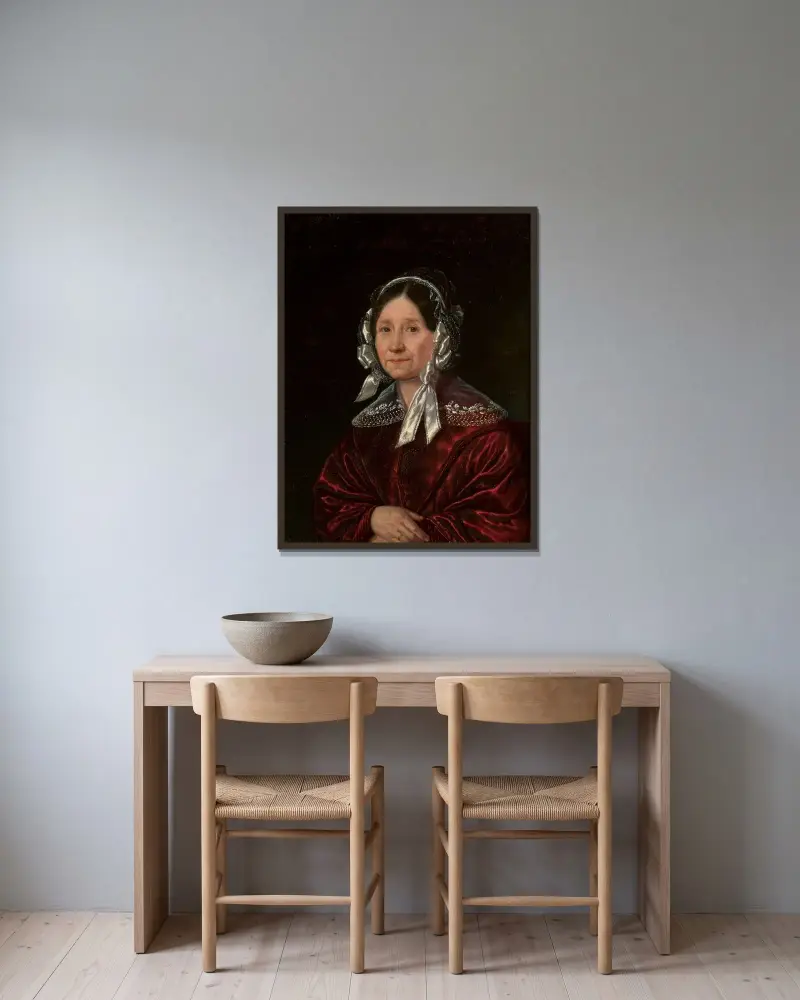 Portrait of Teresa Kicka av Józef Simmler inramad på en vägg