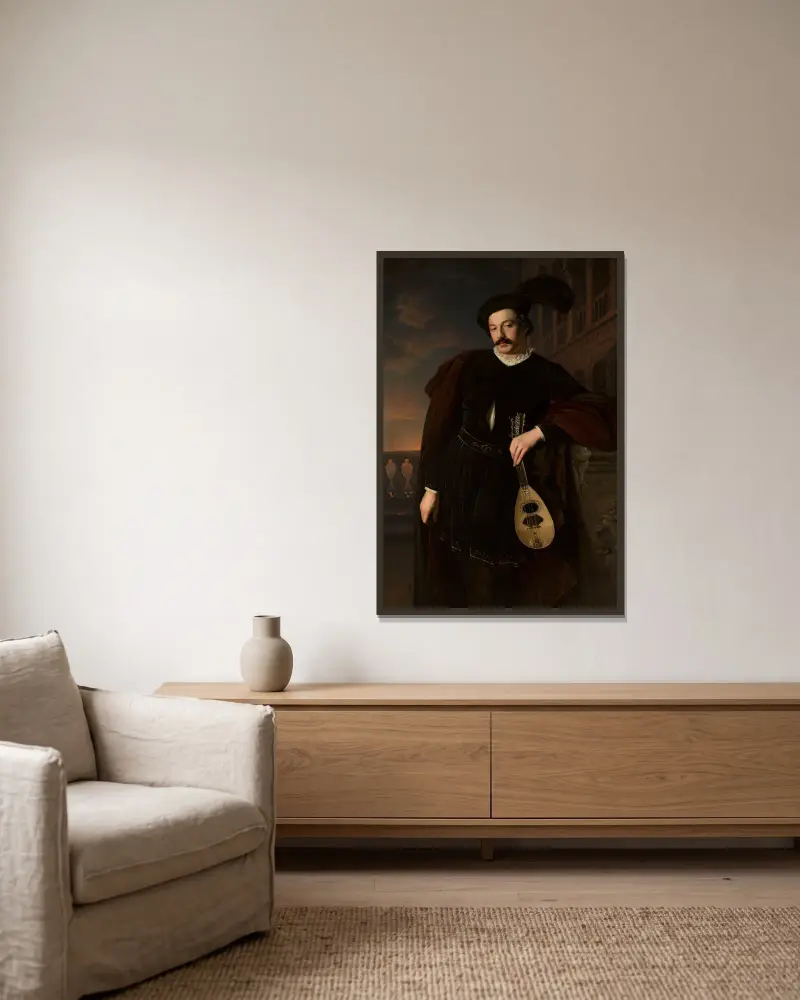Bildnis des Wilhelm Troszel von Józef Simmler gerahmt an einer Wand