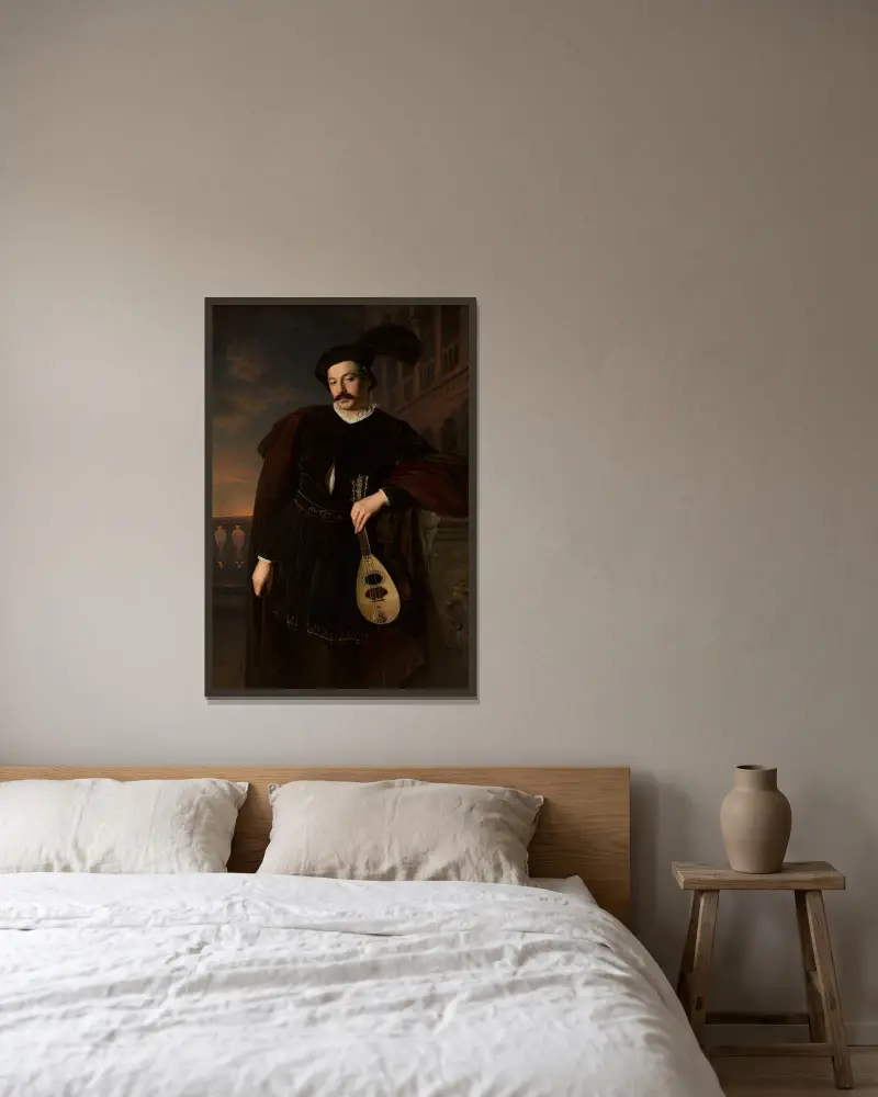 Bildnis des Wilhelm Troszel von Józef Simmler gerahmt an einer Wand