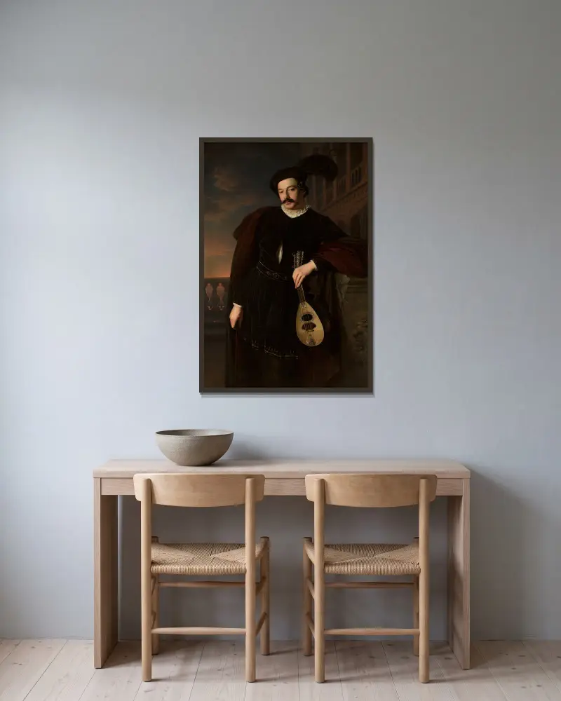 Bildnis des Wilhelm Troszel von Józef Simmler gerahmt an einer Wand