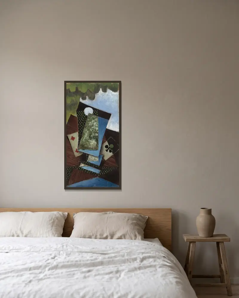 Klöver ess och ruter fyra av Juan Gris inramad på en vägg