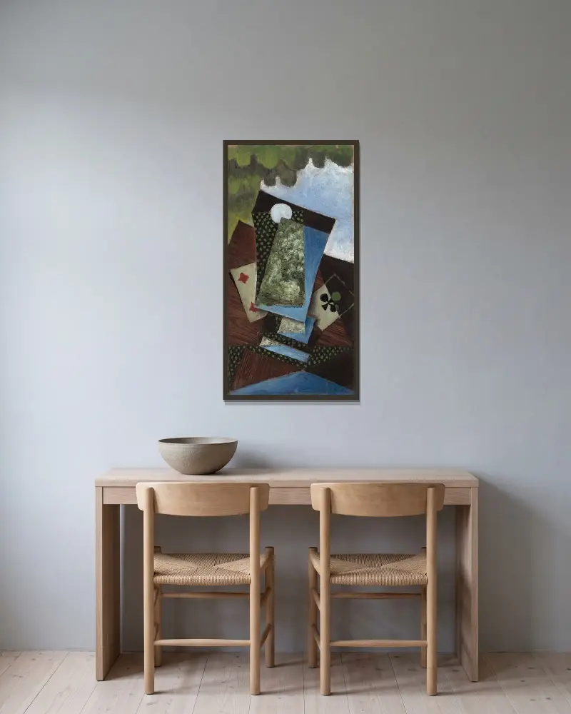 Klöver ess och ruter fyra av Juan Gris inramad på en vägg