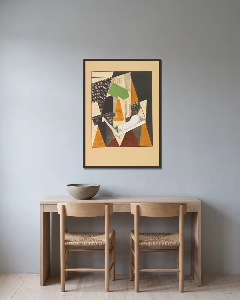 W słońcu sufitu, Juan Gris w ramie na ścianie