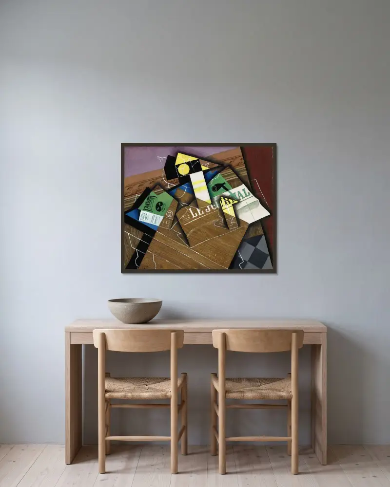 Fantômas av Juan Gris inramad på en vägg