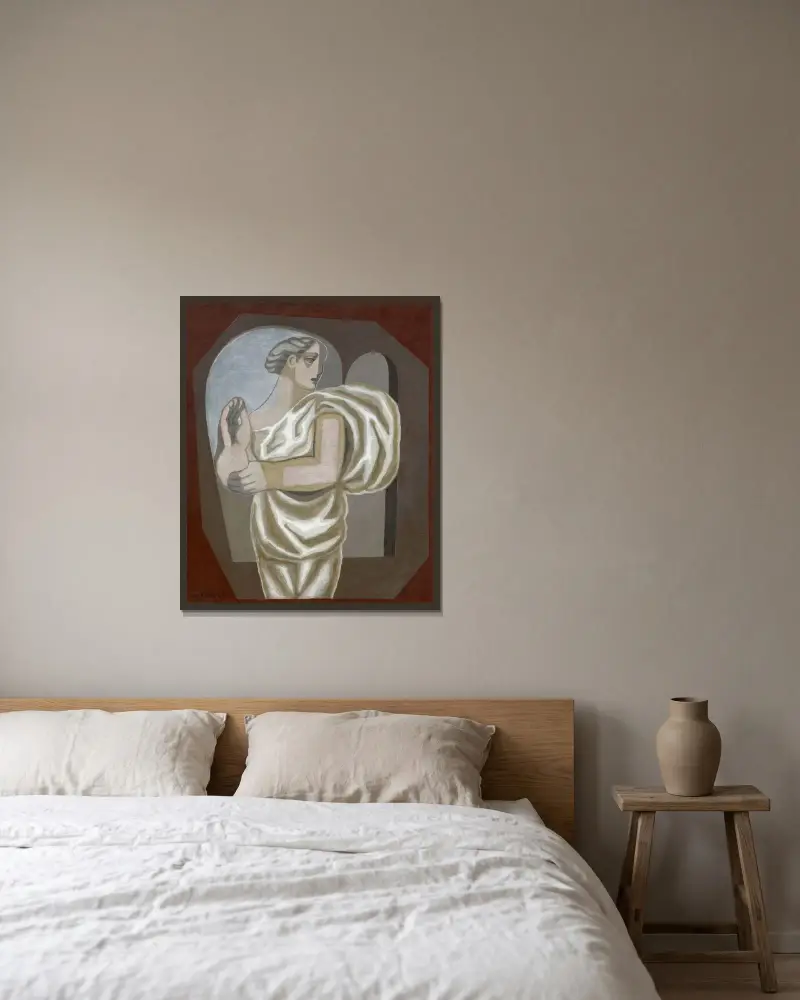 Draperad kvinna av Juan Gris inramad på en vägg