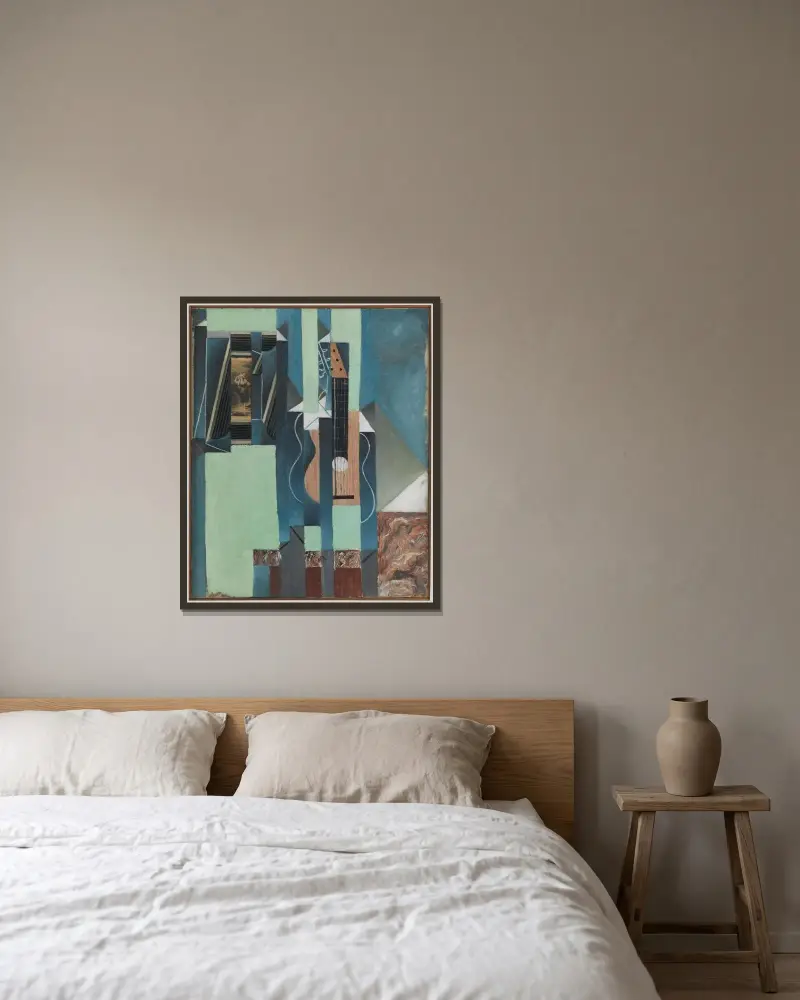 Gitarren av Juan Gris inramad på en vägg