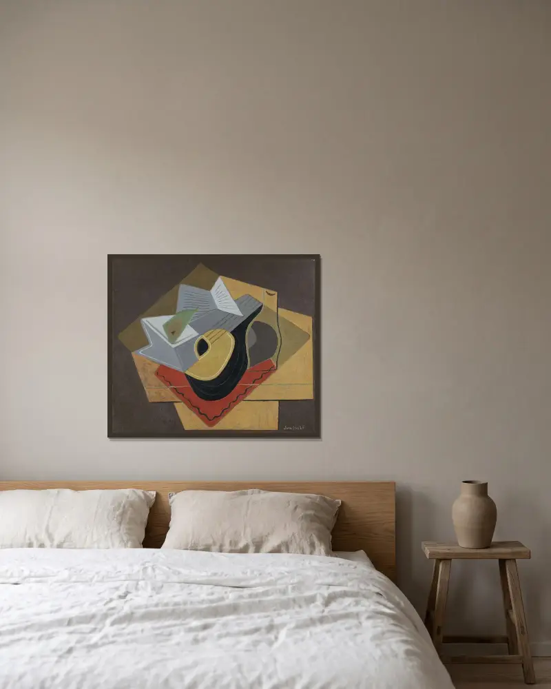 La Mandoline Noire av Juan Gris inramad på en vägg
