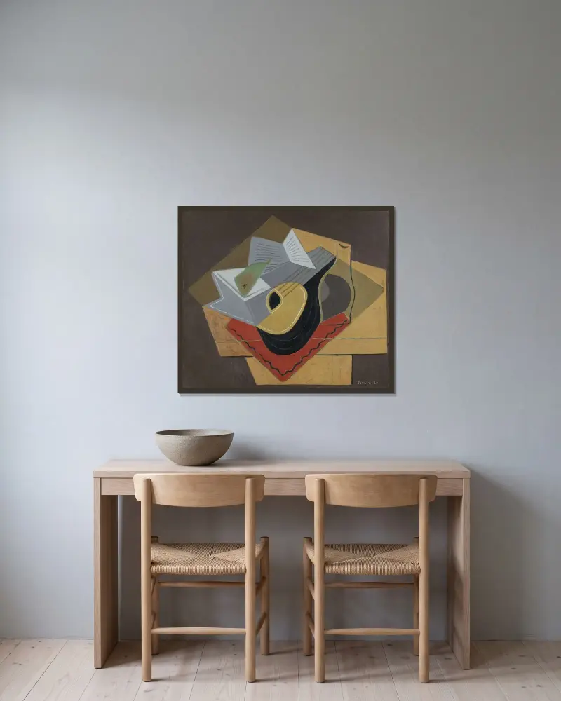La Mandoline Noire av Juan Gris inramad på en vägg