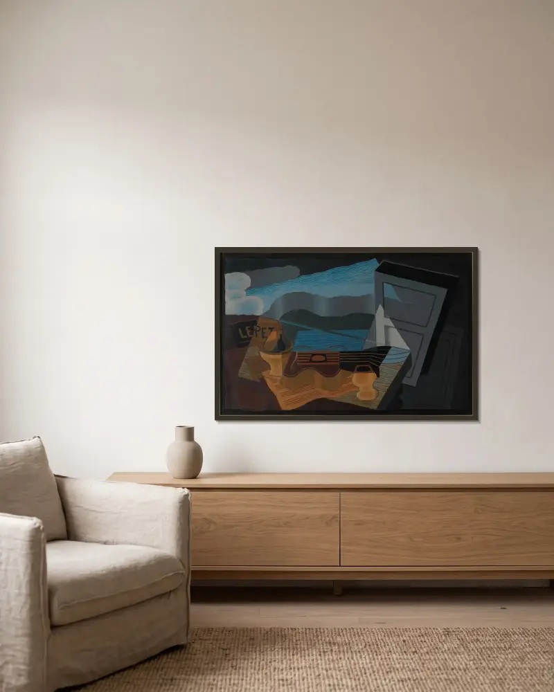 Utsikt över viken av Juan Gris inramad på en vägg
