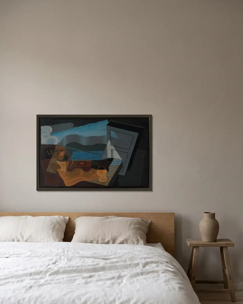 Utsikt över viken av Juan Gris inramad på en vägg