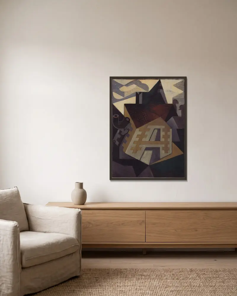 Landskap nära Beaulieu av Juan Gris inramad på en vägg