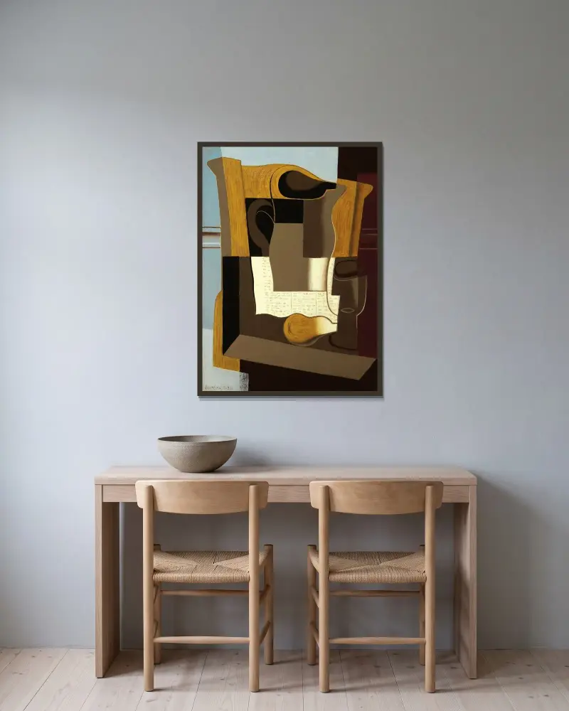 Le Broc av Juan Gris inramad på en vägg