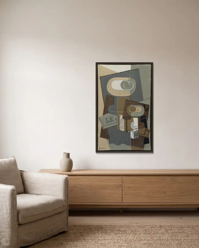 Tärningen av Juan Gris inramad på en vägg