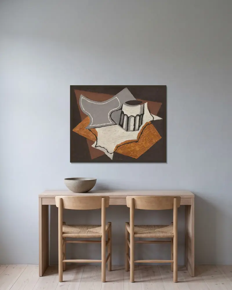 Bägaren av Juan Gris inramad på en vägg