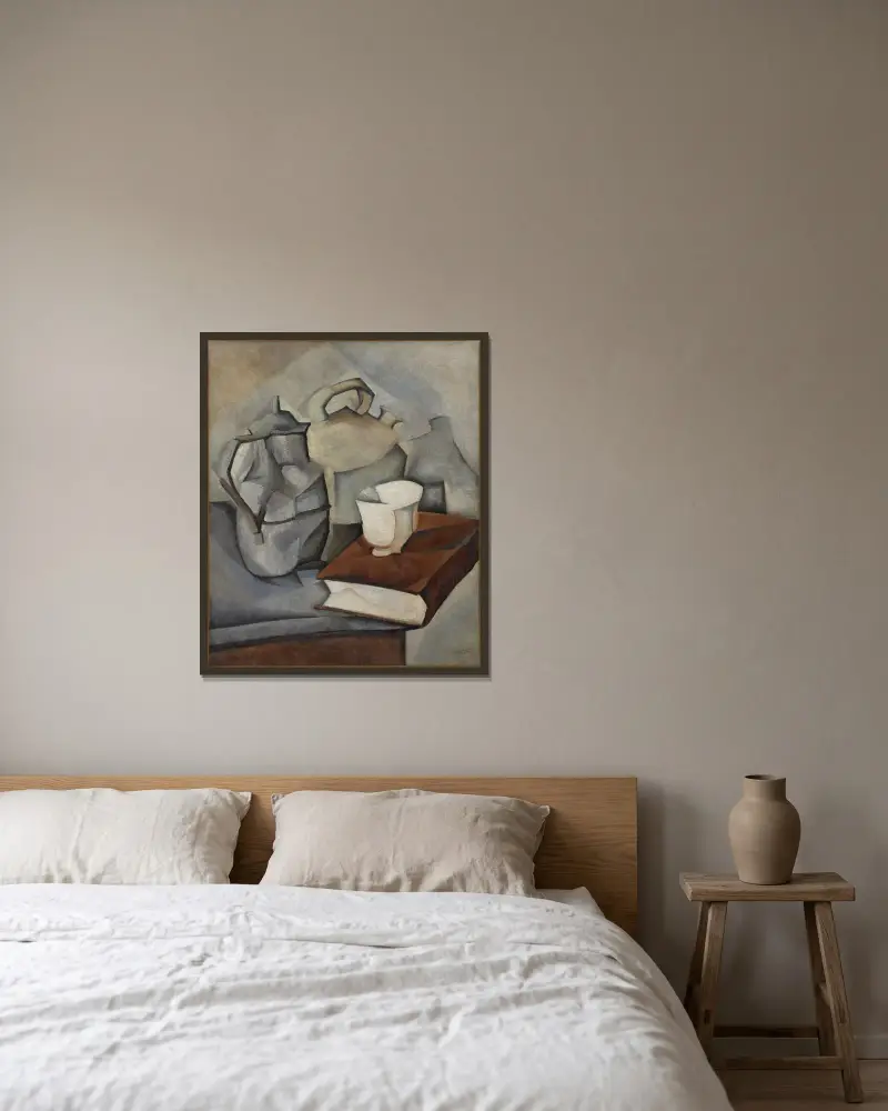Boken av Juan Gris inramad på en vägg