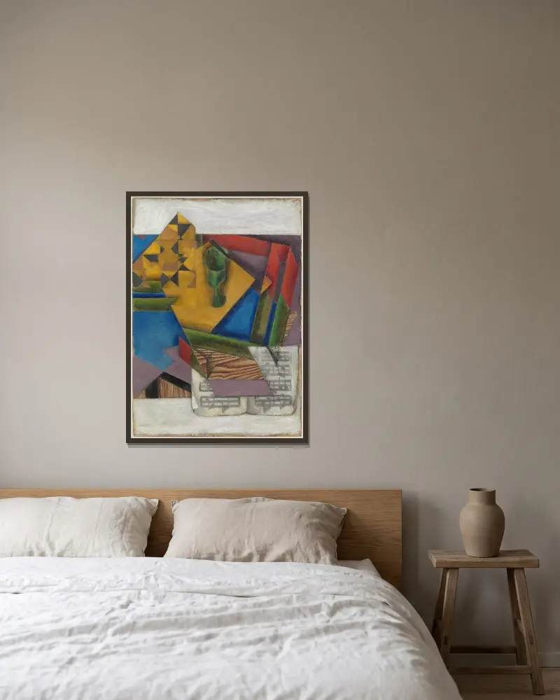 Notpapper av Juan Gris inramad på en vägg