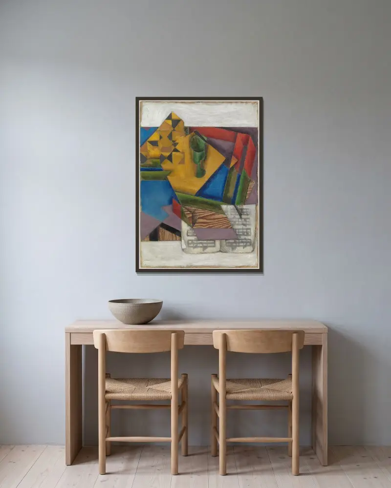 Notpapper av Juan Gris inramad på en vägg