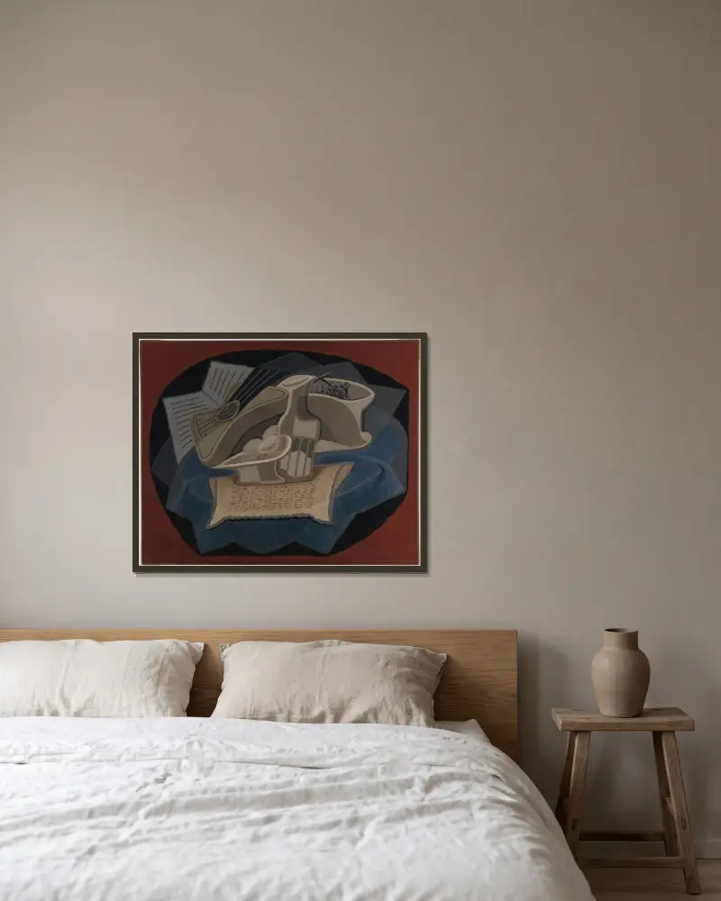 Den blå mattan av Juan Gris inramad på en vägg